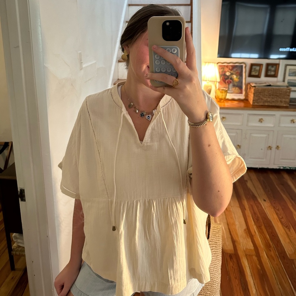 Wonderly Cream Blouse with Relaxed Fit